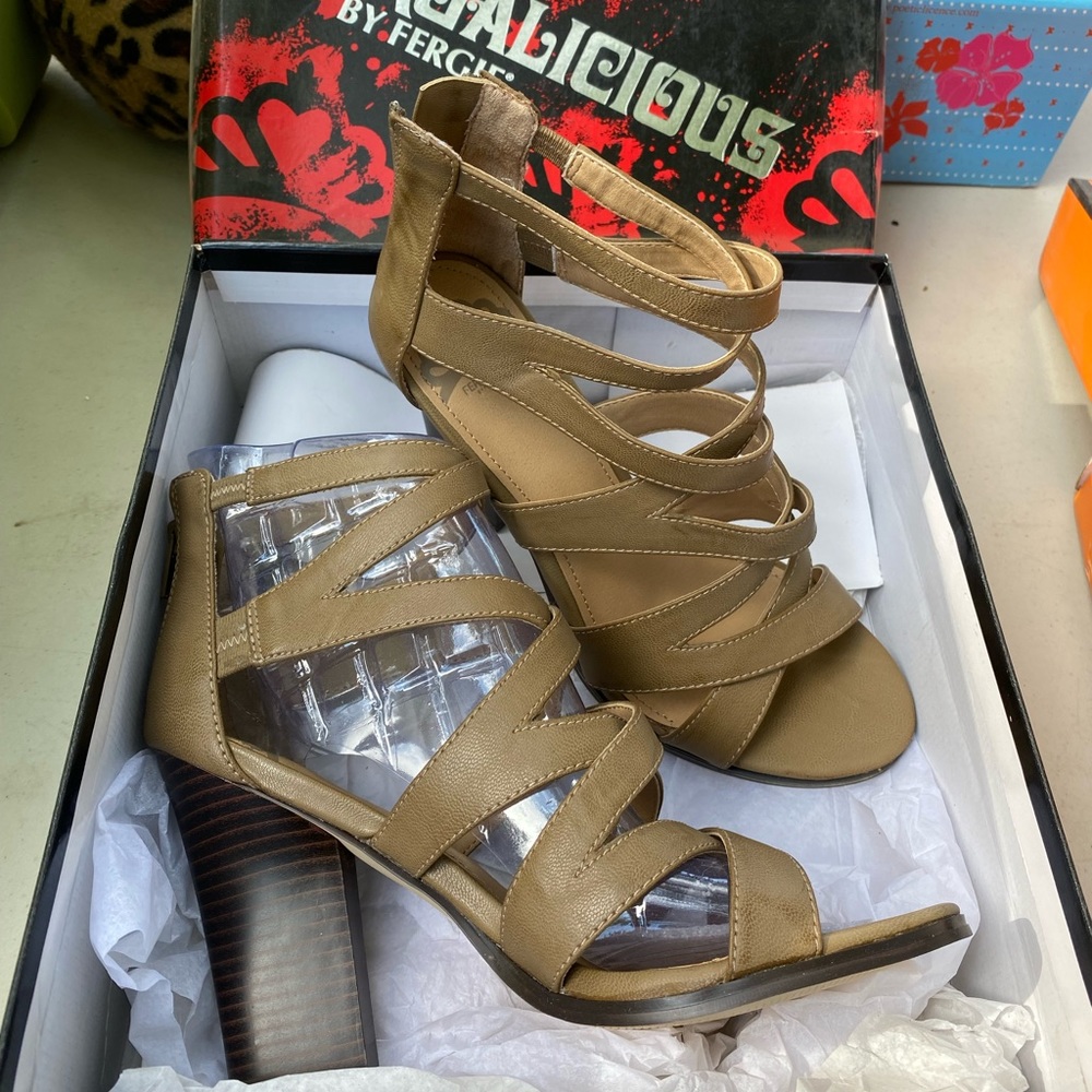 Tan strapy heel